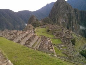 Ruins of Machu Picchu from Mount Machu Picchu, with Huayna Picchu in the background