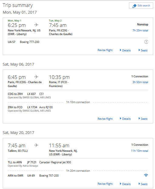 united trip search