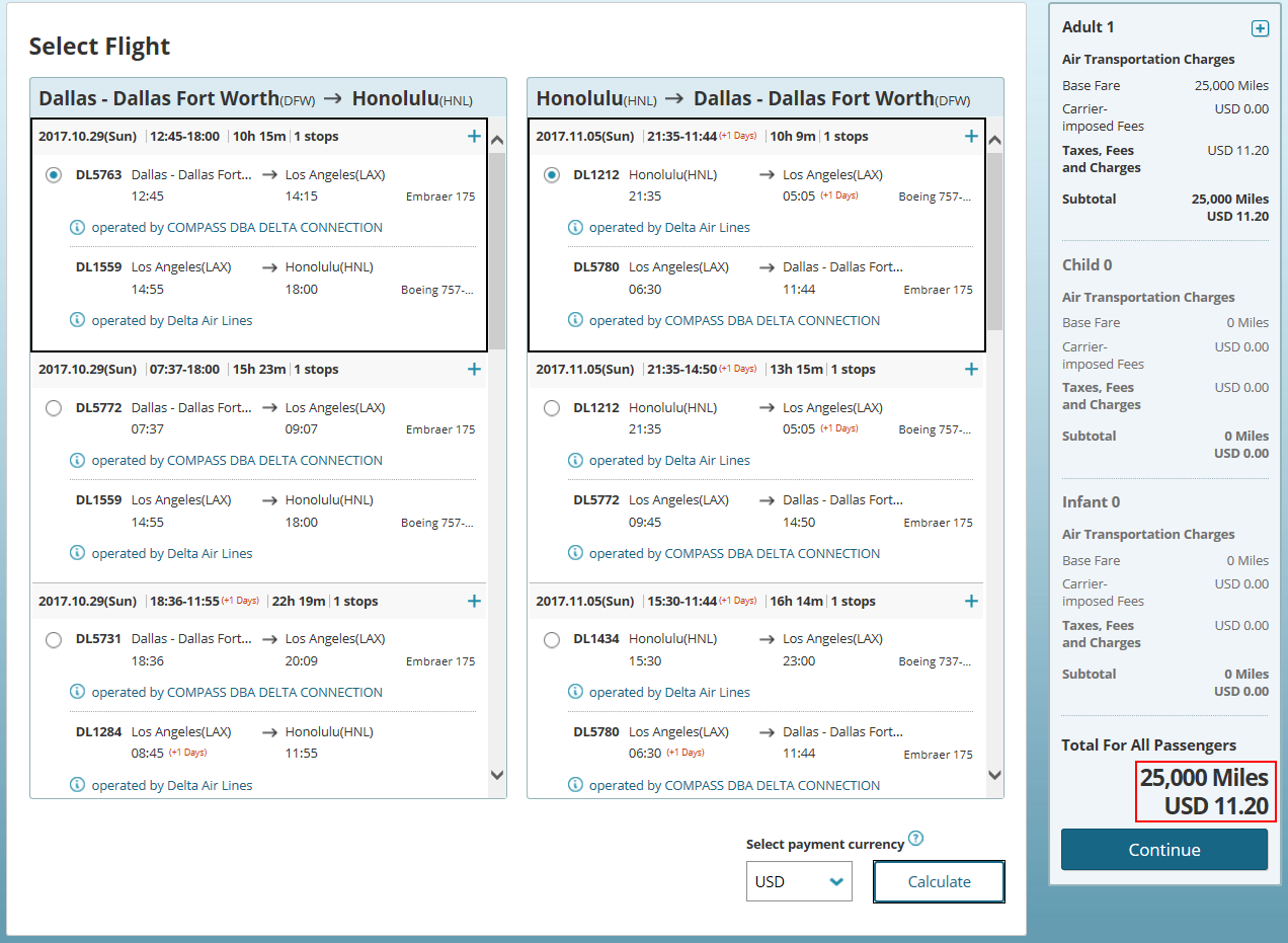 Korean Air Skypass Miles Chart