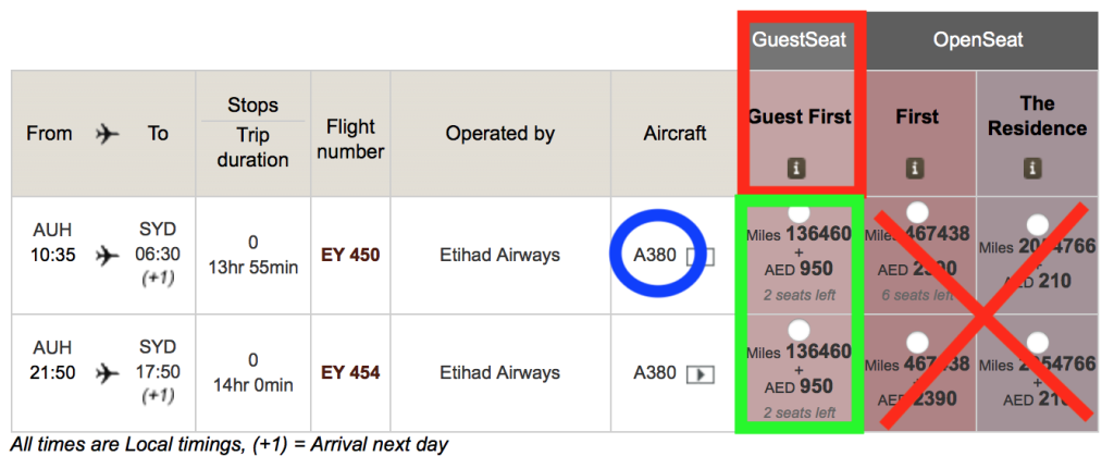 Use Etihad's website to find award space on Etihad