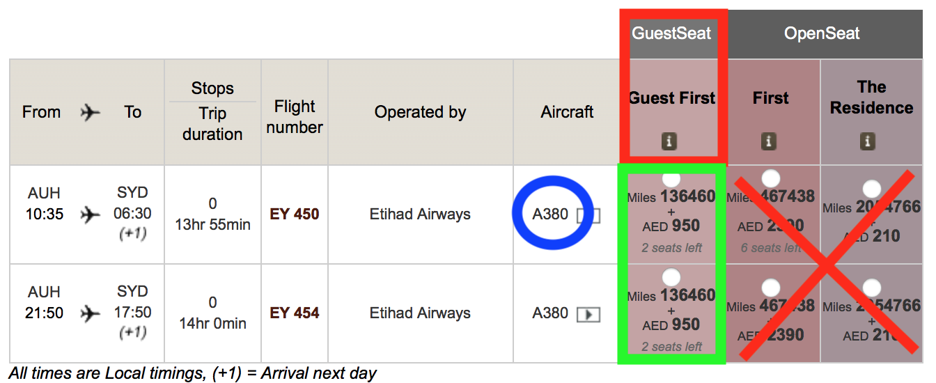 Etihad Airways Award Flights