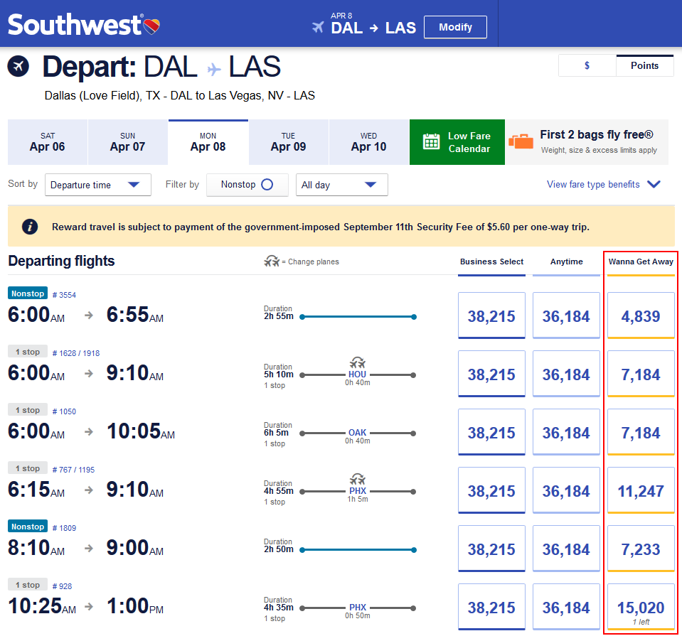 southwest travel miles